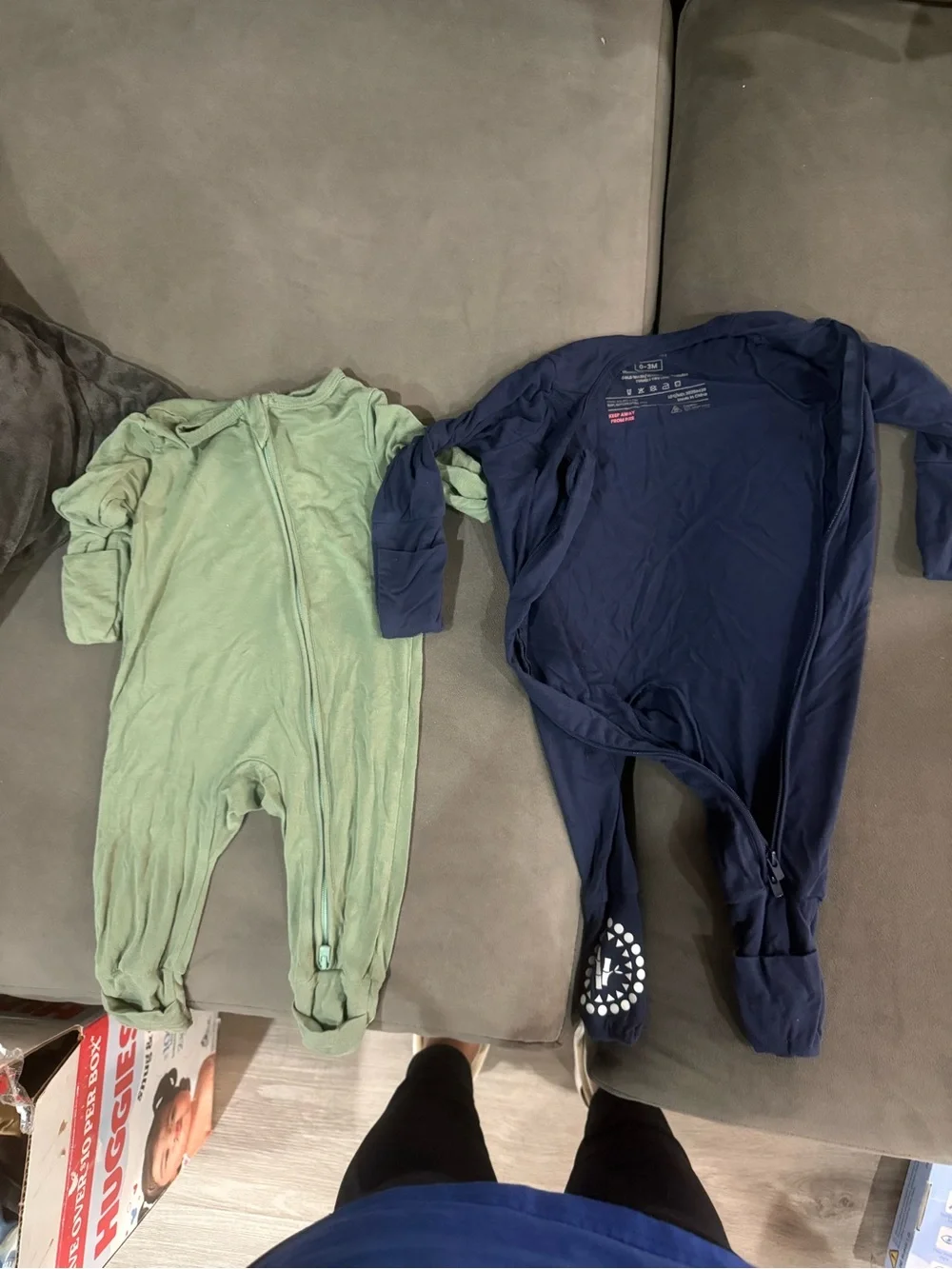 Old Navy Cream, Green & Light Blue Dino and Rocket Print Baby Footies Trio